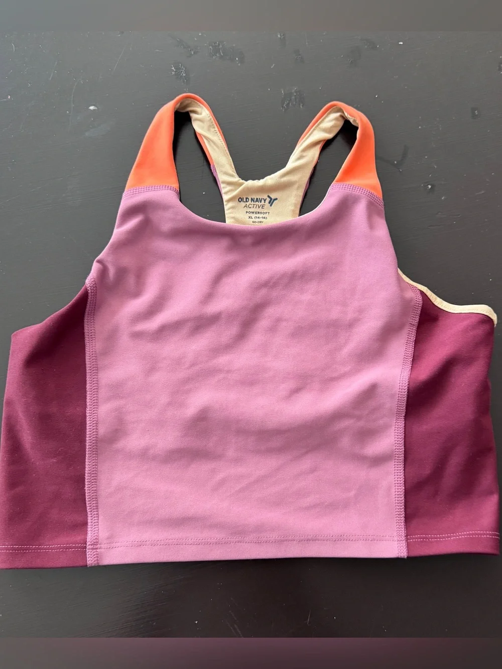 Colorblock Crop Tank Top - Mauve & Orange